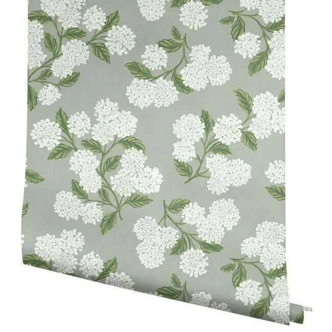 Rifle Paper Co. Hydrangea - Grey Wallpaper | Buy Online Rifle Paper Co. Hydrangea wallpaper, color Grey, SKU RI5144