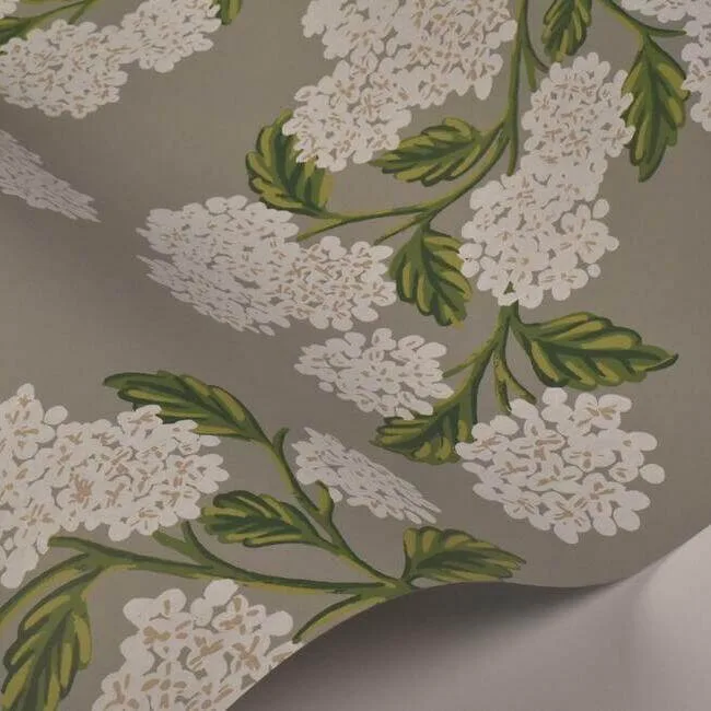 Rifle Paper Co. Hydrangea - Grey Wallpaper | Buy Online Rifle Paper Co. Hydrangea wallpaper, color Grey, SKU RI5144