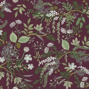 Rifle Paper Co. Juniper Forest wallpaper, color Burgundy, SKU RI5164