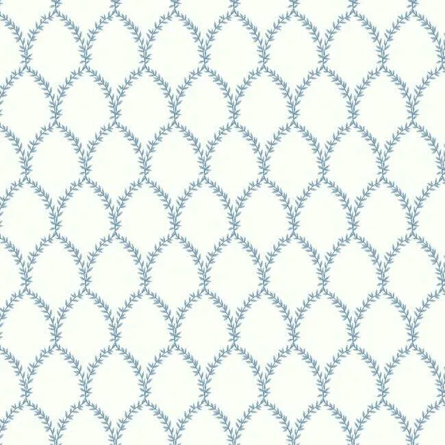 Rifle Paper Co. Laurel wallpaper, color Blue & White, SKU RI5180