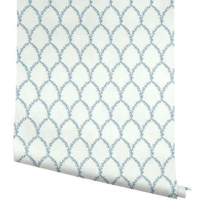 Rifle Paper Co. Laurel - Blue & White Wallpaper | Buy Online Rifle Paper Co. Laurel wallpaper, color Blue & White, SKU RI5180