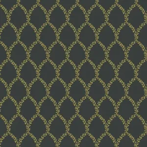Rifle Paper Co. Laurel wallpaper, color Gold & Black, SKU RI5177