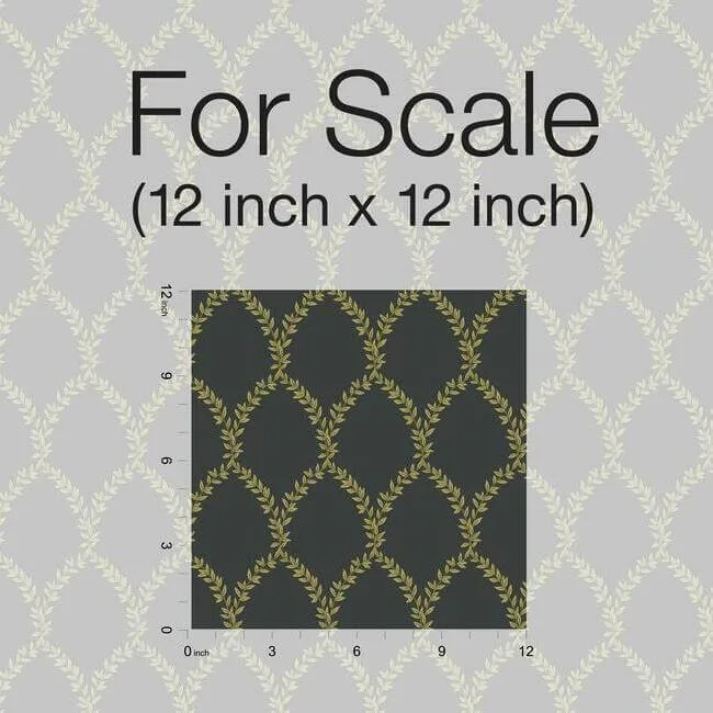 Rifle Paper Co. Laurel wallpaper, color Gold & Black, SKU RI5177