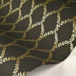 Rifle Paper Co. Laurel wallpaper, color Gold & Black, SKU RI5177