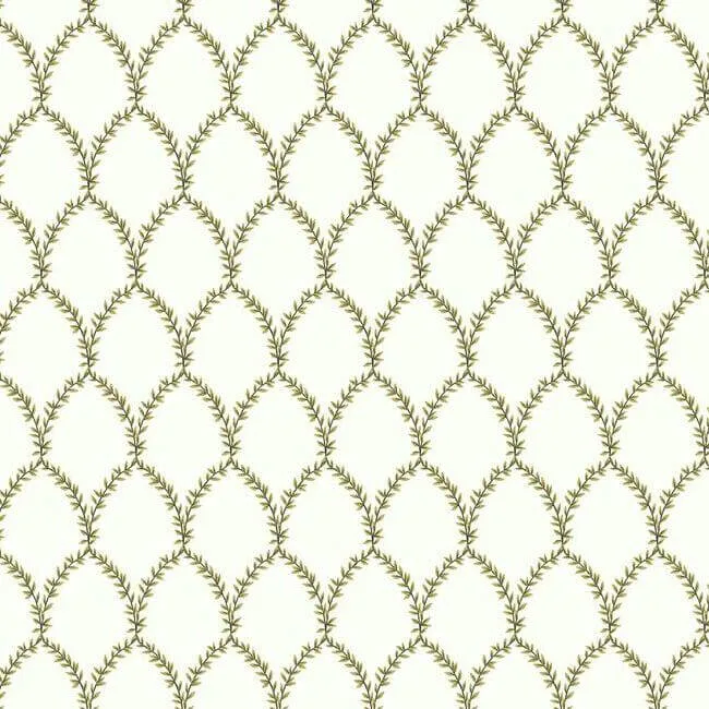 Rifle Paper Co. Laurel wallpaper, color Gold & White, SKU RI5176