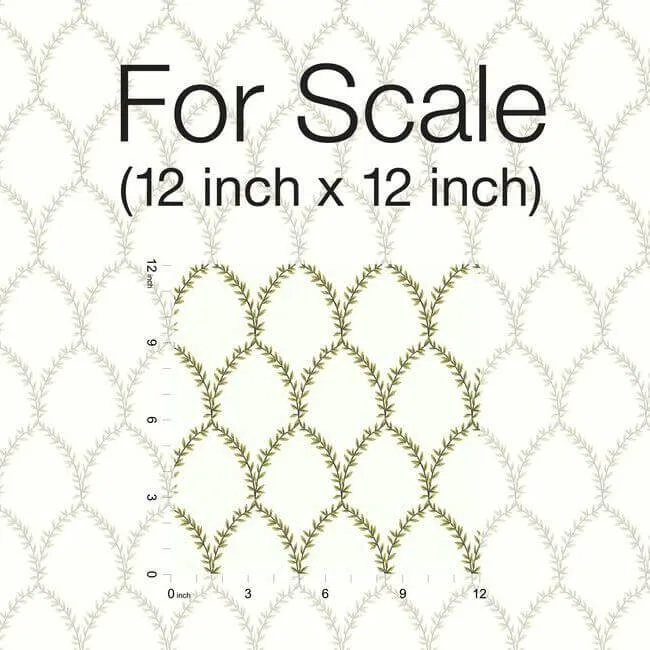 Rifle Paper Co. Laurel wallpaper, color Gold & White, SKU RI5176