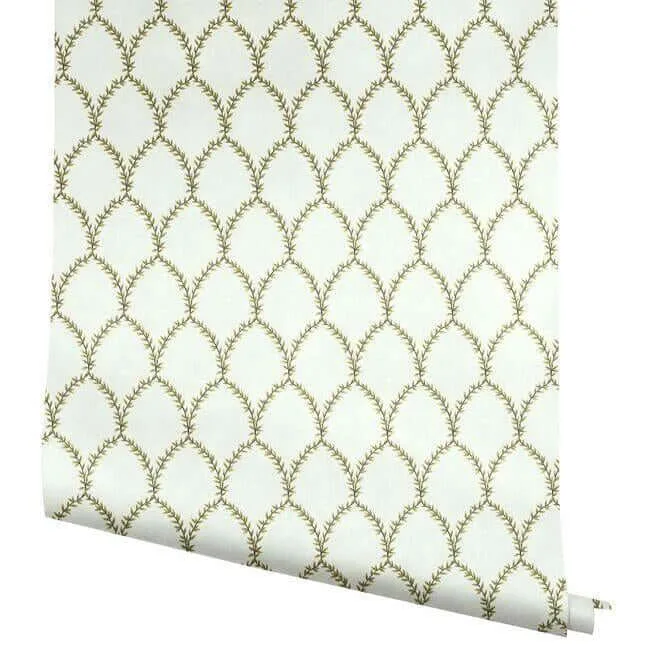 Rifle Paper Co. Laurel wallpaper, color Gold & White, SKU RI5176