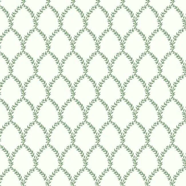Rifle Paper Co. Laurel wallpaper, color Green & White, SKU RI5178