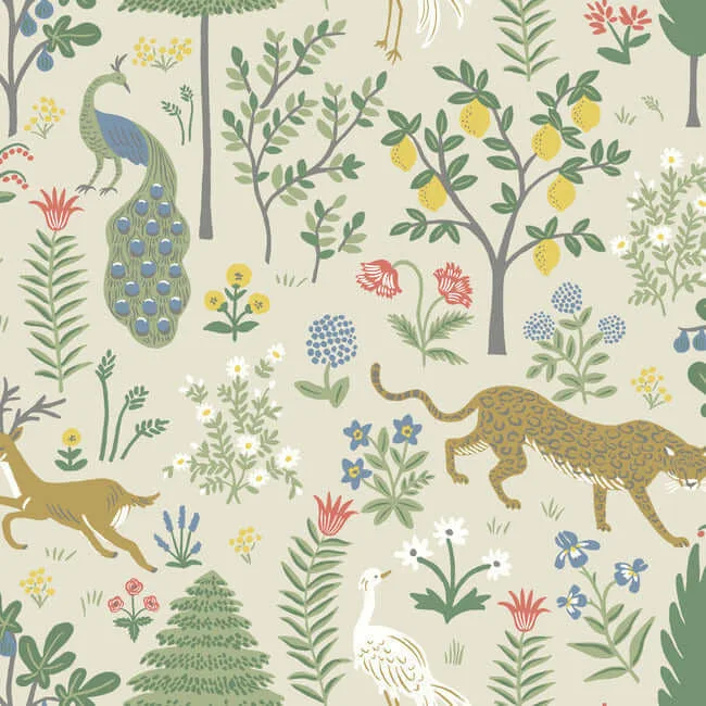 Rifle Paper Co. Menagerie wallpaper, color Beige, SKU RP7303