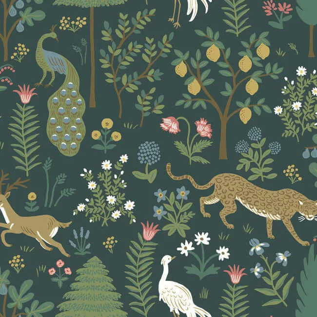Rifle Paper Co. Menagerie wallpaper, color Blue, SKU RP7306