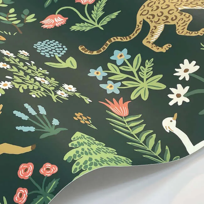 Rifle Paper Co. Menagerie - Blue Wallpaper | Buy Online Rifle Paper Co. Menagerie wallpaper, color Blue, SKU RP7306