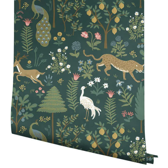 Rifle Paper Co. Menagerie - Blue Wallpaper | Buy Online Rifle Paper Co. Menagerie wallpaper, color Blue, SKU RP7306