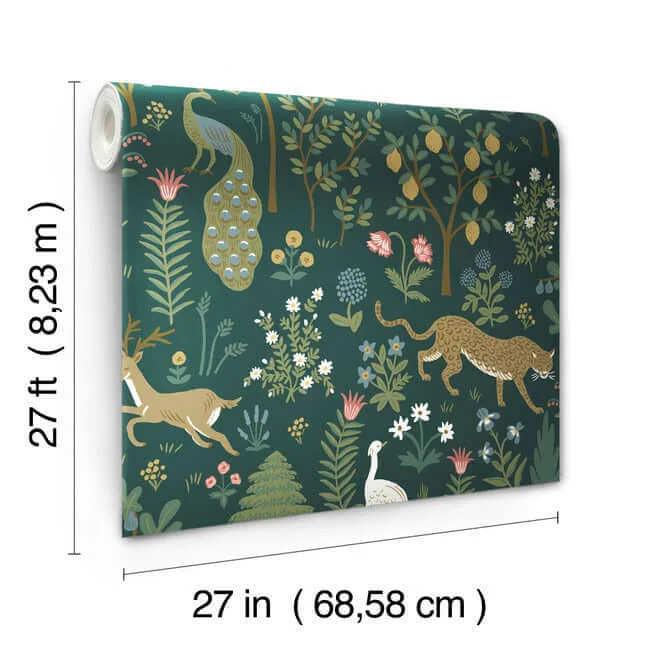 Rifle Paper Co. Menagerie - Blue Wallpaper | Buy Online Rifle Paper Co. Menagerie wallpaper, color Blue, SKU RP7306