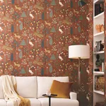 Rifle Paper Co. Menagerie - Brown Wallpaper | Buy Online Rifle Paper Co. Menagerie wallpaper, color Brown, SKU RP7301