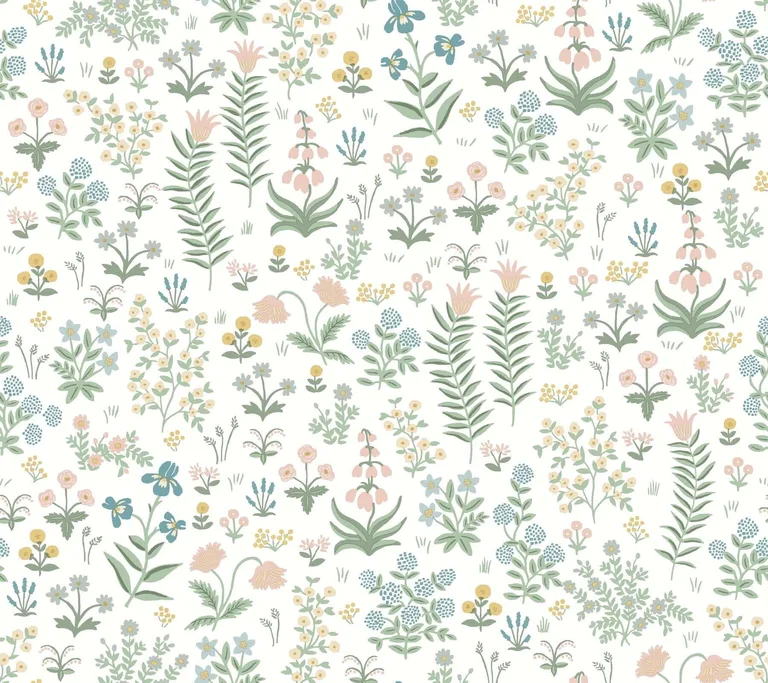 Rifle Paper Co. Menagerie Garden wallpaper, color Blush Multicolor, SKU PSW1550RL