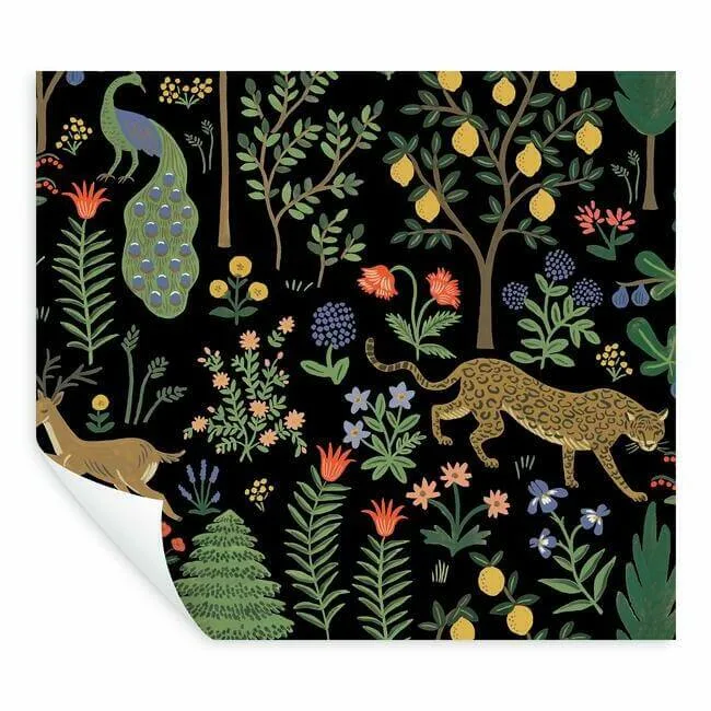 Rifle Paper Co. Menagerie - Black Wallpaper | Buy Online Rifle Paper Co. Menagerie wallpaper, color Black, SKU PSW1321RL