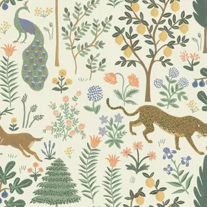 Rifle Paper Co. Menagerie wallpaper, color Cream, SKU PSW1322RL