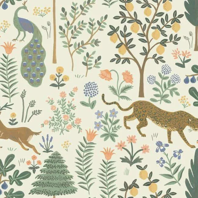 Rifle Paper Co. Menagerie wallpaper, color Cream, SKU PSW1322RL