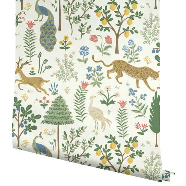 Rifle Paper Co. Menagerie - White & Brown Wallpaper | Buy Online Rifle Paper Co. Menagerie wallpaper, color White & Brown, SKU RP7305