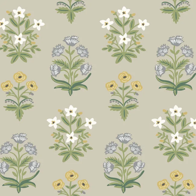 Rifle Paper Co. Mughal Rose wallpaper, color Beige & Purple, SKU RP7350