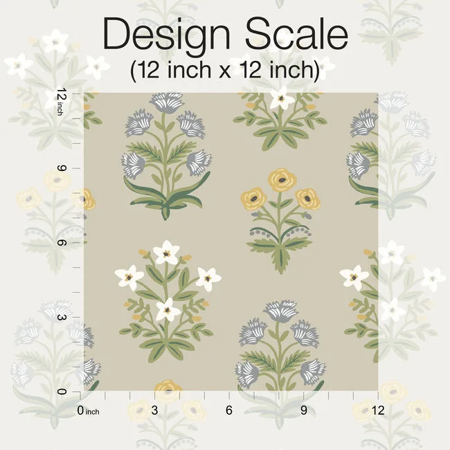 Rifle Paper Co. Mughal Rose wallpaper, color Beige & Purple, SKU RP7350