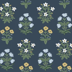Rifle Paper Co. Mughal Rose wallpaper, color Blue & Purple, SKU RP7351