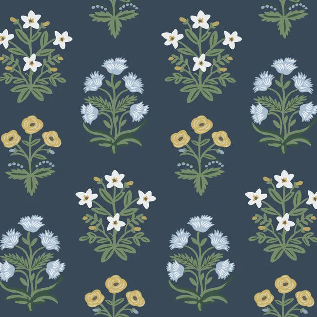 Rifle Paper Co. Mughal Rose wallpaper, color Blue & Purple, SKU RP7351