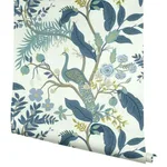 Rifle Paper Co. Peacock - Blue & White Wallpaper | Buy Online Rifle Paper Co. Peacock wallpaper, color Blue & White, SKU RI5173