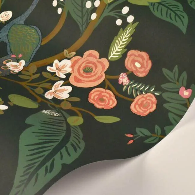 Rifle Paper Co. Peacock - Emerald Wallpaper | Buy Online Rifle Paper Co. Peacock wallpaper, color Emerald, SKU RI5168