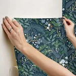 Rifle Paper Co. Peacock Garden - Navy Wallpaper | Buy Online Rifle Paper Co. Peacock Garden wallpaper, color Navy, SKU PSW1536RL