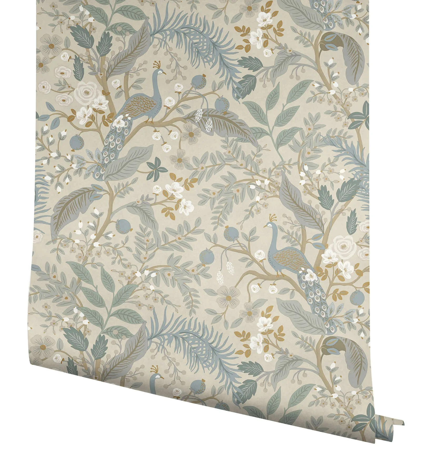 Rifle Paper Co. Peacock Garden - Linen Wallpaper | Buy Online Rifle Paper Co. Peacock Garden wallpaper, color Linen, SKU PSW1538RL