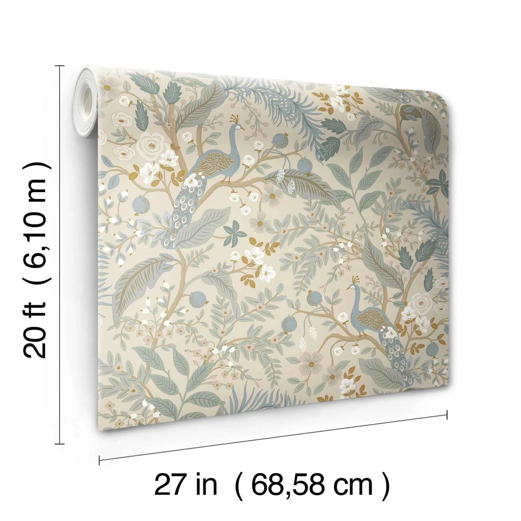 Rifle Paper Co. Peacock Garden - Linen Wallpaper | Buy Online Rifle Paper Co. Peacock Garden wallpaper, color Linen, SKU PSW1538RL