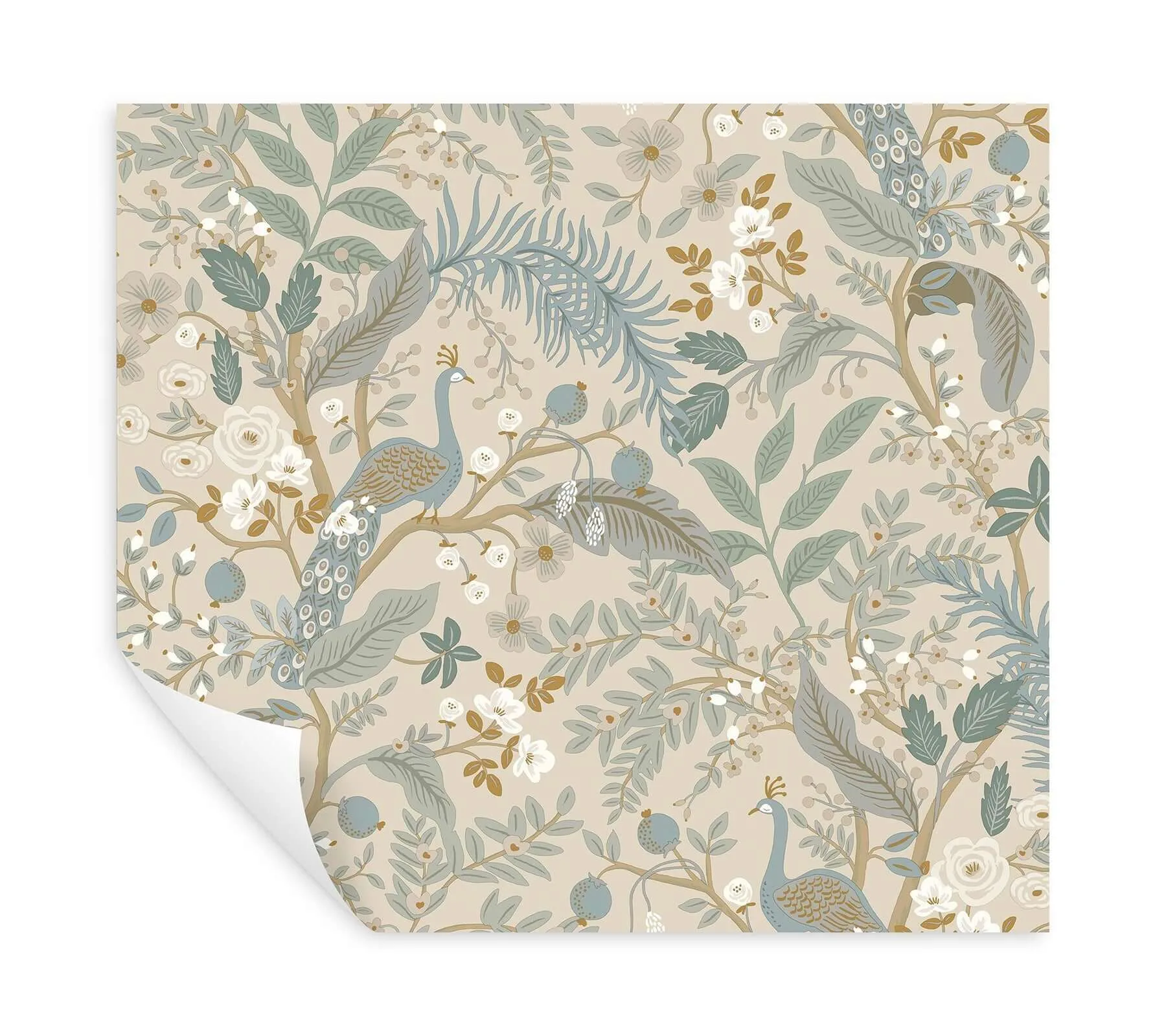 Rifle Paper Co. Peacock Garden - Linen Wallpaper | Buy Online Rifle Paper Co. Peacock Garden wallpaper, color Linen, SKU PSW1538RL
