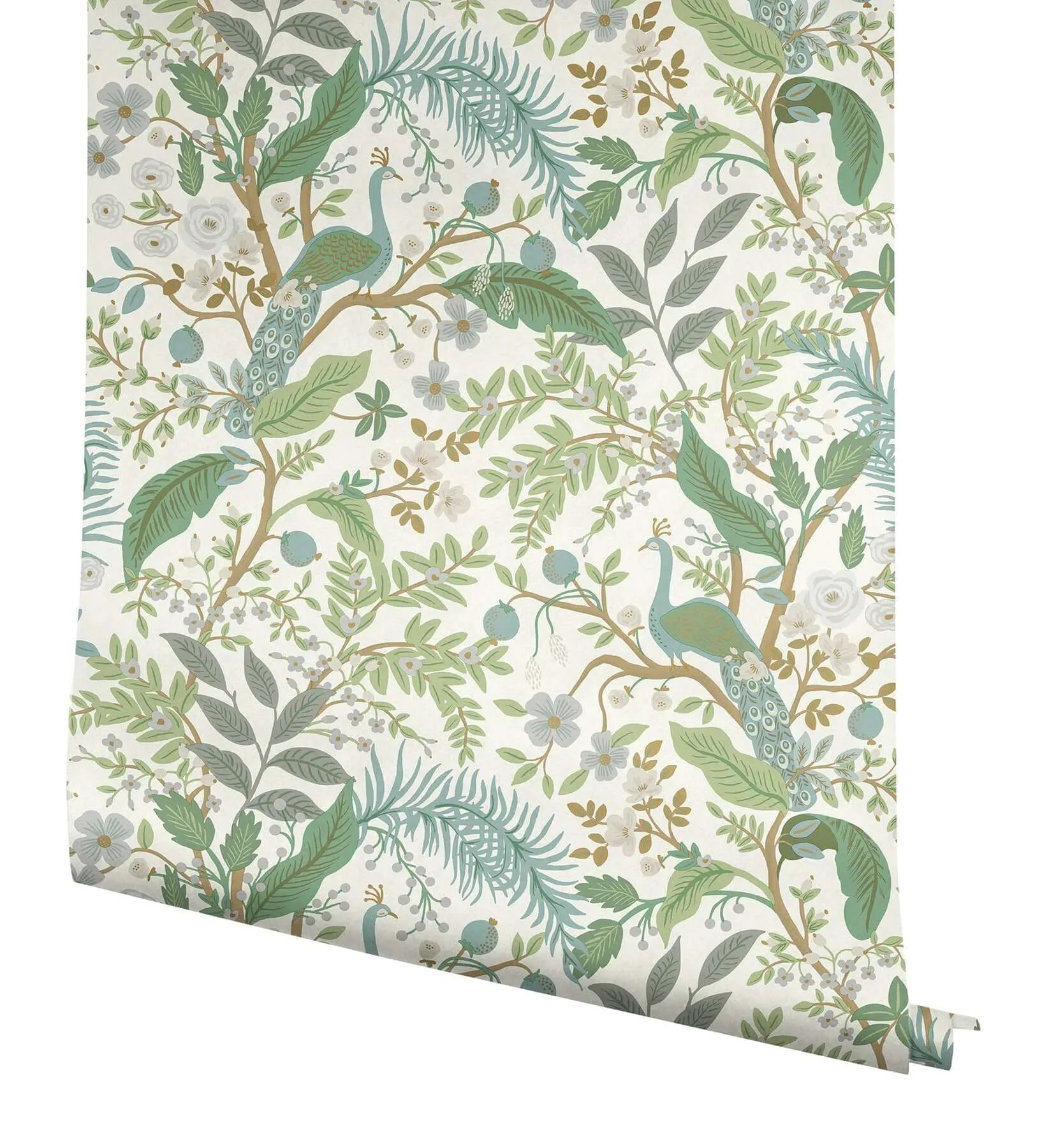 Rifle Paper Co. Peacock Garden wallpaper, color White, SKU PSW1539RL