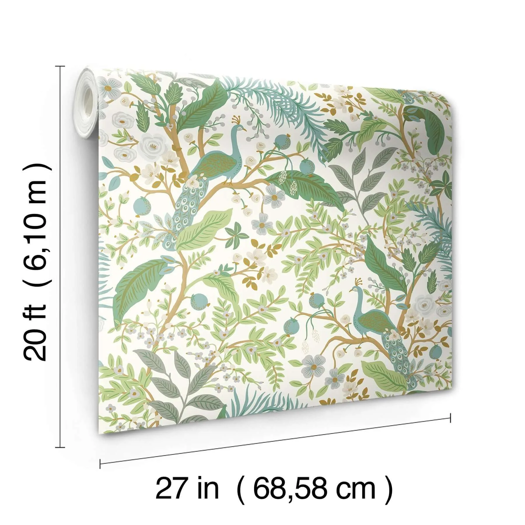 Rifle Paper Co. Peacock Garden wallpaper, color White, SKU PSW1539RL