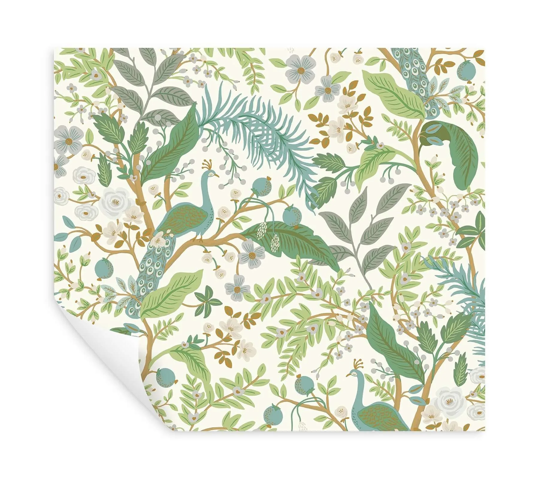 Rifle Paper Co. Peacock Garden wallpaper, color White, SKU PSW1539RL