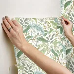 Rifle Paper Co. Peacock Garden wallpaper, color White, SKU PSW1539RL