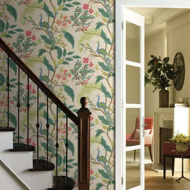 Rifle Paper Co. Peacock wallpaper, color Light Pink, SKU RI5169