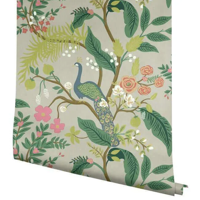 Rifle Paper Co. Peacock - Linen Wallpaper | Buy Online Rifle Paper Co. Peacock wallpaper, color Linen, SKU RI5171