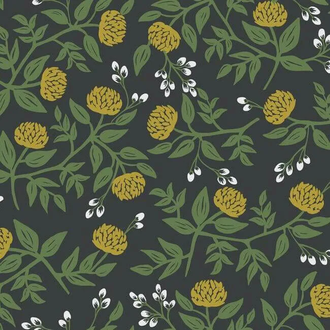 Rifle Paper Co. Peonies wallpaper, color Black & Gold, SKU RI5151