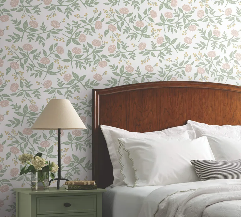 Rifle Paper Co. Peonies wallpaper, color Blush, SKU PSW1685RL