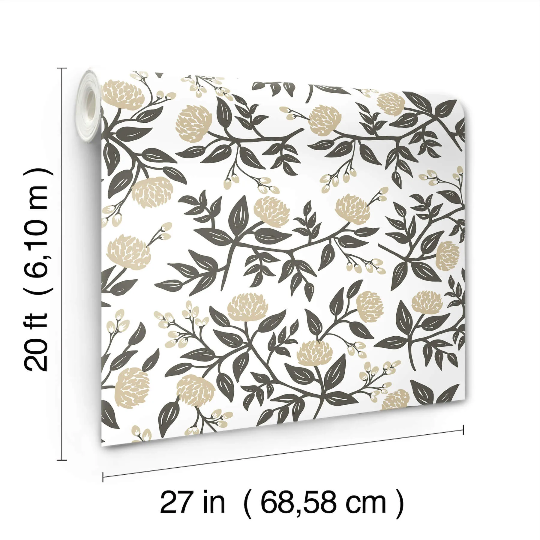 Rifle Paper Co. Peonies wallpaper, color Gold, SKU PSW1686RL