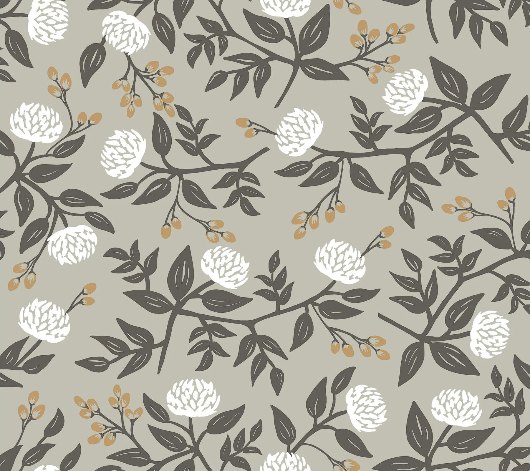 Rifle Paper Co. Peonies wallpaper, color Grey, SKU PSW1688RL
