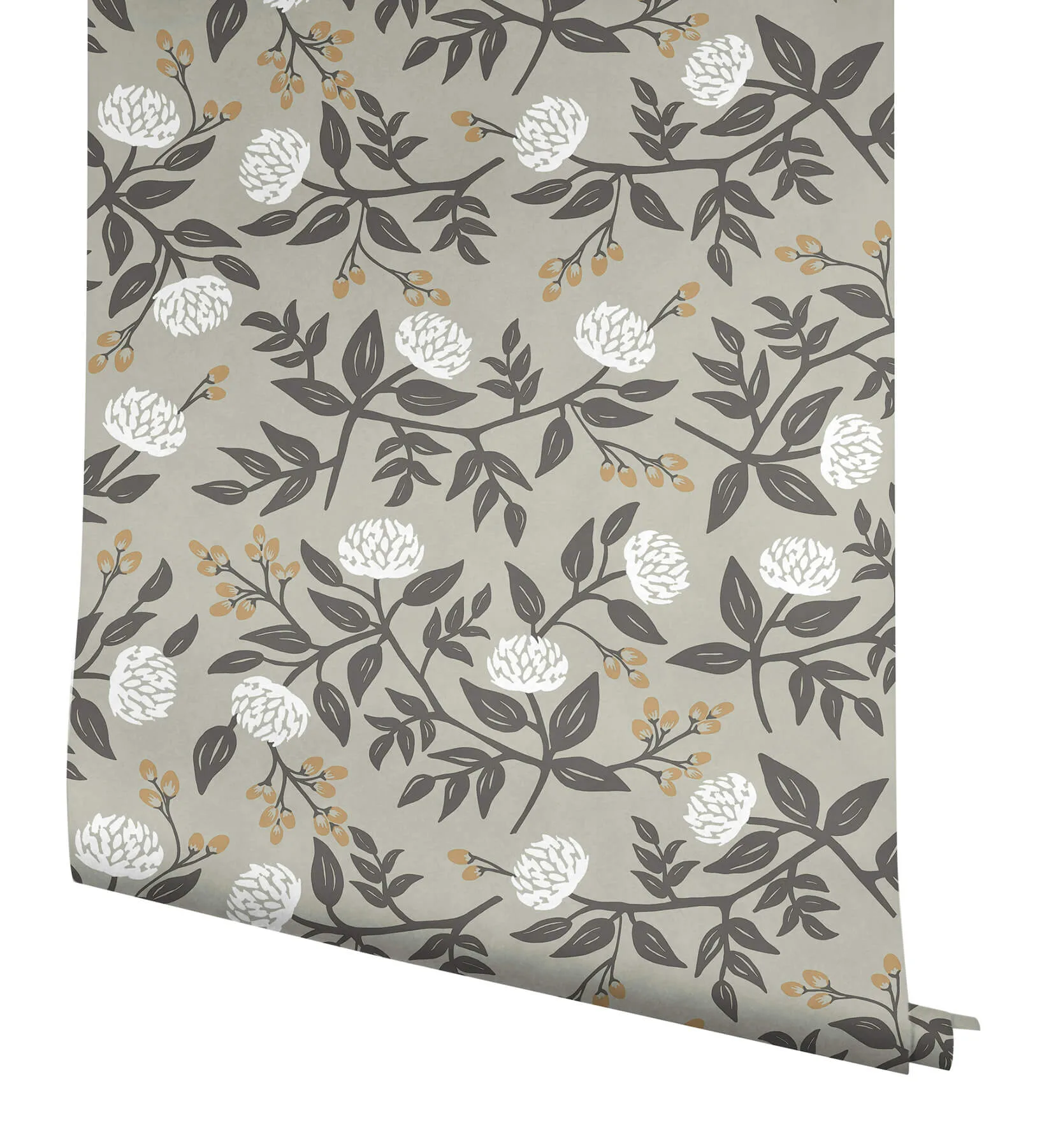 Rifle Paper Co. Peonies - Grey Wallpaper | Buy Online Rifle Paper Co. Peonies wallpaper, color Grey, SKU PSW1688RL