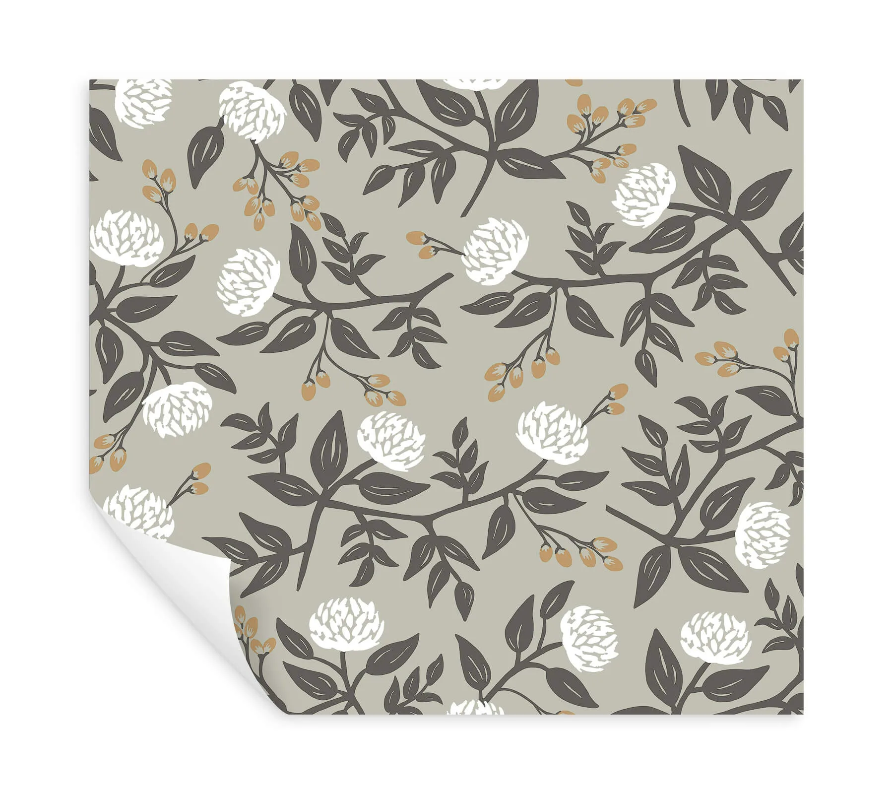 Rifle Paper Co. Peonies - Grey Wallpaper | Buy Online Rifle Paper Co. Peonies wallpaper, color Grey, SKU PSW1688RL