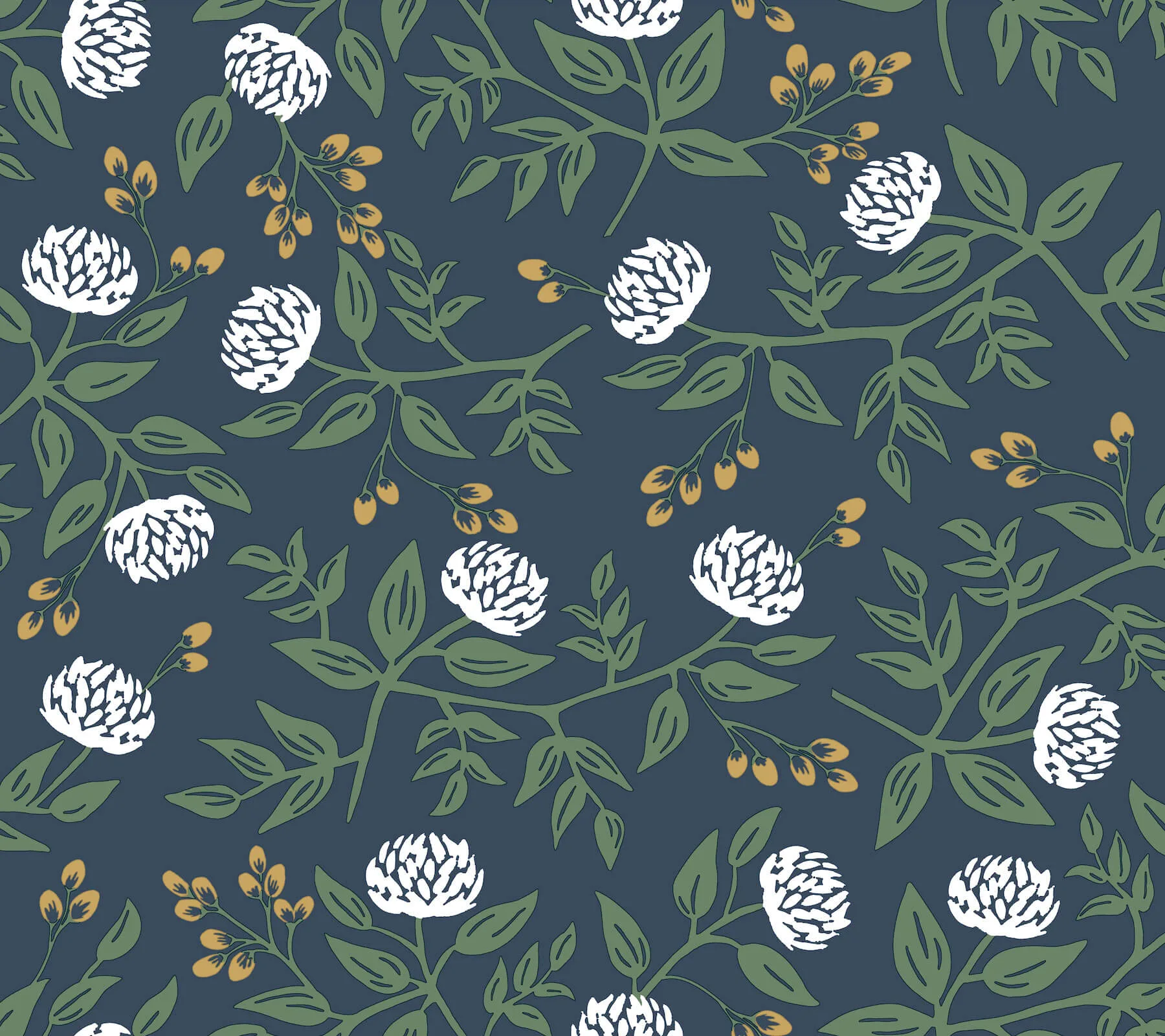 Rifle Paper Co. Peonies wallpaper, color Navy, SKU PSW1687RL