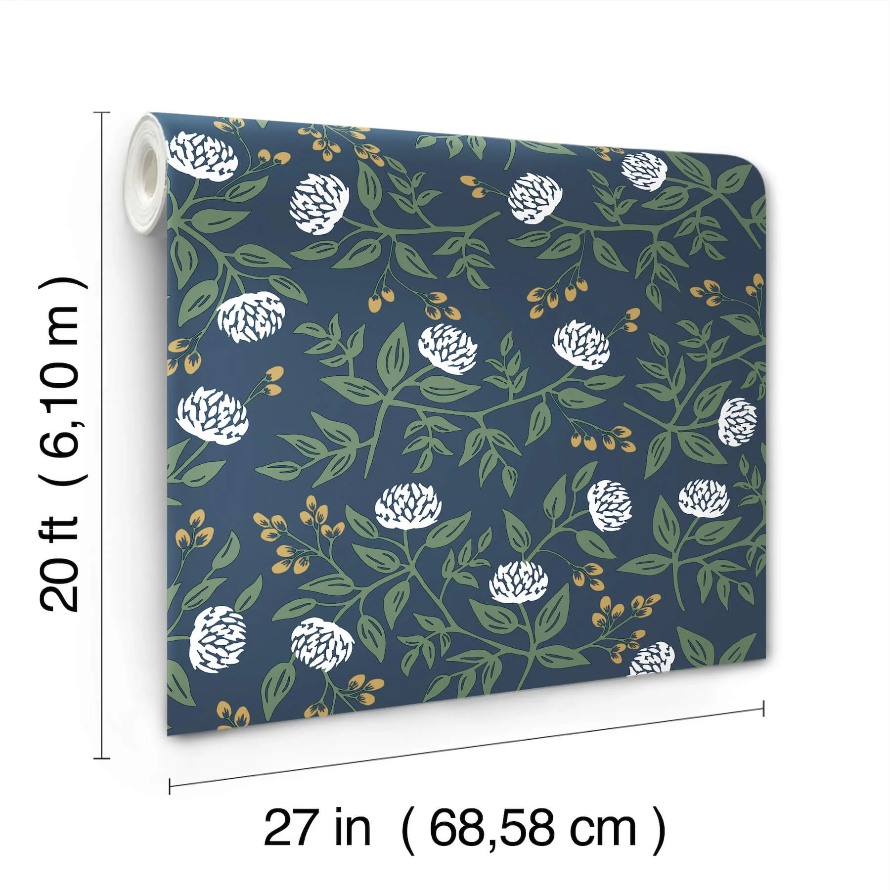 Rifle Paper Co. Peonies - Navy Wallpaper | Buy Online Rifle Paper Co. Peonies wallpaper, color Navy, SKU PSW1687RL
