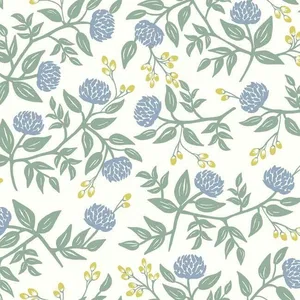 Rifle Paper Co. Peonies wallpaper, color Periwinkle & Sage, SKU RI5148