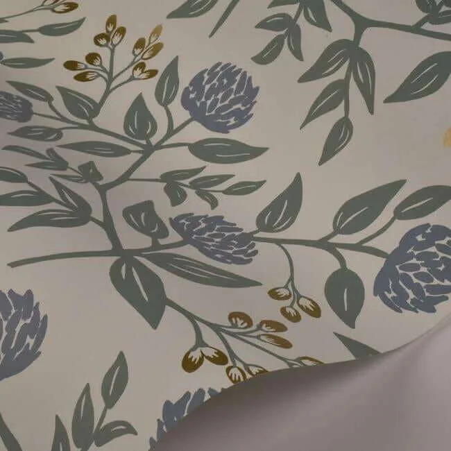 Rifle Paper Co. Peonies - Periwinkle & Sage Wallpaper | Buy Online Rifle Paper Co. Peonies wallpaper, color Periwinkle & Sage, SKU RI5148