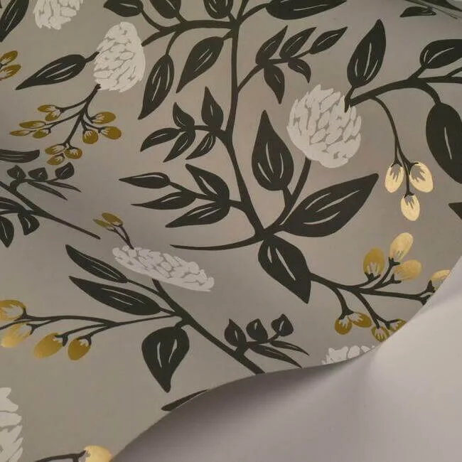 Rifle Paper Co. Peonies - Grey Wallpaper | Buy Online Rifle Paper Co. Peonies wallpaper, color Grey, SKU RI5152